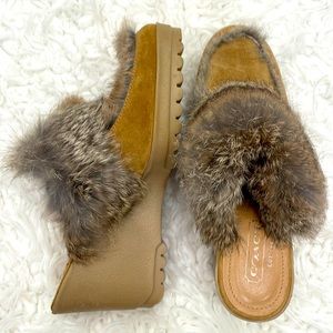 Coach fur wedges
